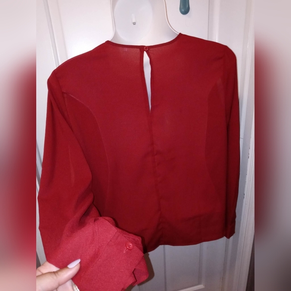 Sheer Red Blouse with Peekaboo Sleeves Sz 2X NWOT - Picture 3 of 7
